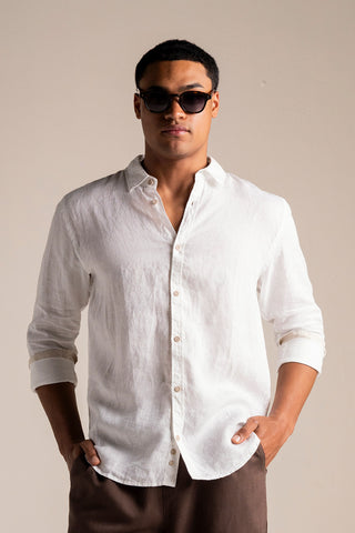 Camisa Bora Bora blanca para hombre — Îlot, Ropa de playa, Verano