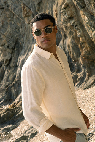 Camisa Bora Bora blanca para hombre — Îlot, Ropa de playa, Verano, Gafas