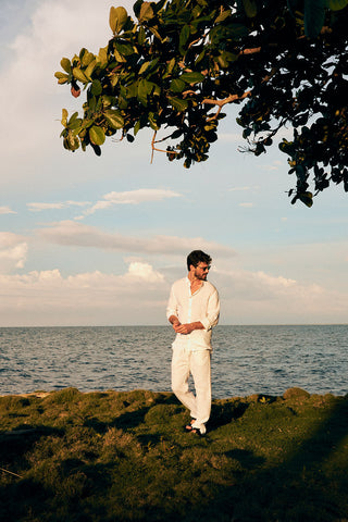 Îlot Colombia, Camisa bora bora y Pantalón hombre, Verano, Playa, Ropa hombre, Sandalias