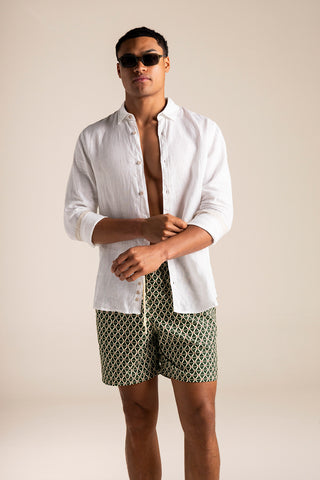 Camisa Bora Bora blanca y Pantaloneta bahía para hombre — Îlot, Ropa de playa, Verano, Gafas