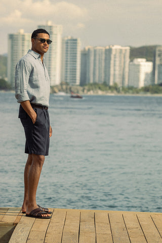 Îlot Colombia, Camisa privé azul y Bermuda azul, Eventos de verano, Playa, Ropa para hombre, Gafas, Sandalias, Accesorios para hombre