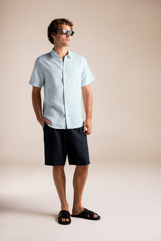 Îlot Colombia, Camisa azul claro y Bermuda azul oscuro, Eventos de verano, Sandalias, Gafas, Playa, Ropa para hombre