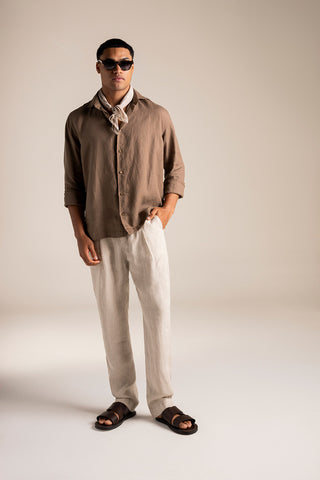 Pantalón Cabo caqui y Camisa café para hombre — Îlot, Ropa de playa, Verano, Para toda ocasión, Gafas, Sandalias