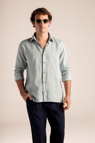 Îlot Colombia, Camisa privé azul, Eventos de verano, Playa, Ropa para hombre