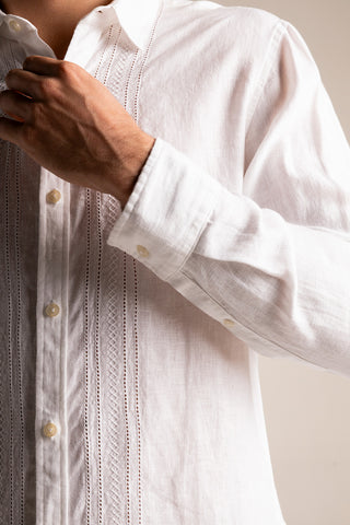 Camisa Guayabera Privé blanca para hombre — Îlot, Ropa de playa, Verano