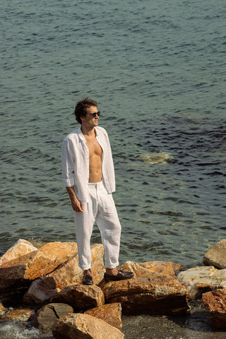 Camisa Privé y Pantalón Privé blanco para hombre — Îlot, Ropa de playa, Verano, Para toda ocasión, Gafas