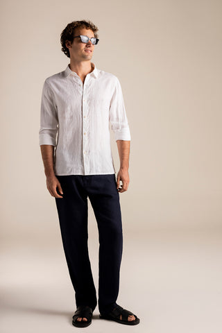 Camisa Guayabera Privé blanca y Pantalón Privé para hombre — Îlot, Ropa de playa, Verano, Gafas, Sandalias