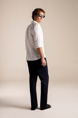 Camisa Guayabera Privé blanca y Pantalón Privé para hombre — Îlot, Ropa de playa, Verano, Gafas, Sandalias