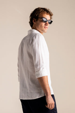 Camisa Guayabera Privé blanca para hombre — Îlot, Ropa de playa, Verano