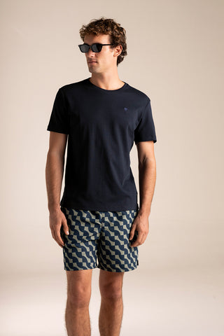 Îlot Colombia, Camiseta interlock azul, Pantaloneta bahía , Verano, Playa, Ropa para hombre