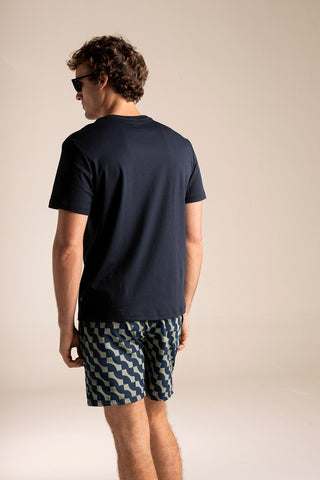 Îlot Colombia, Camiseta interlock azul, Pantaloneta bahía, Verano, Playa, Ropa para hombre