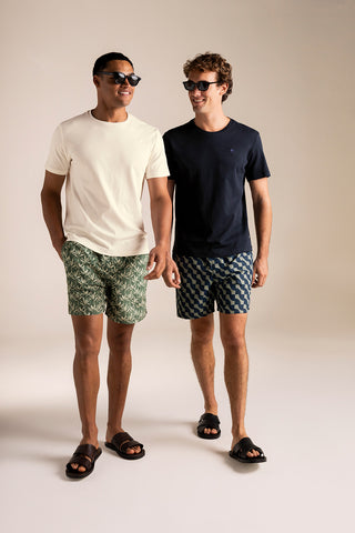 Îlot Colombia, Camiseta interlock azul, Camiseta blanca, Pantaloneta bahía, Verano, Playa, Ropa para hombre