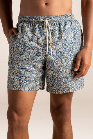 Îlot Colombia, Pantaloneta bahía azul estampado, Verano, Playa, Ropa para hombre