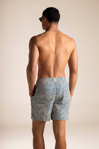 Îlot Colombia, Pantaloneta bahía azul estampado, Verano, Playa, Ropa para hombre