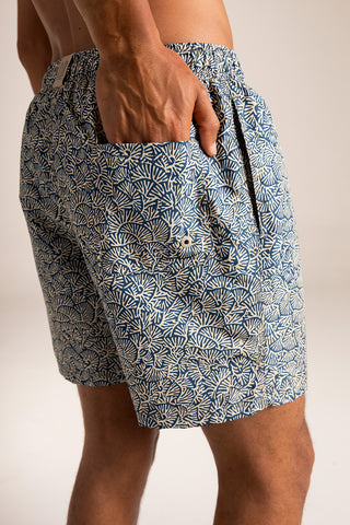 Îlot Colombia, Pantaloneta bahía azul estampado, Verano, Playa, Ropa para hombre