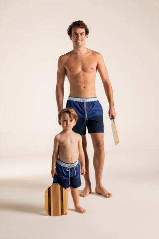 Îlot Colombia, Pantaloneta kids azul, Pantaloneta bahía azul para hombre, Verano, Playa, Ropa para niño
