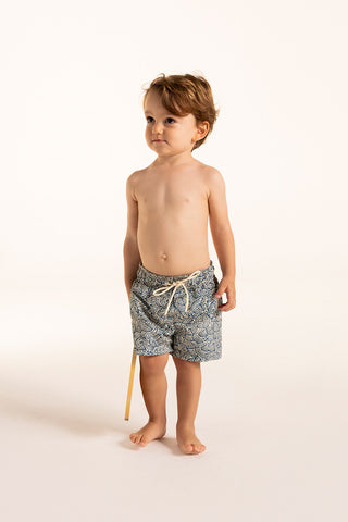 Îlot Colombia, Pantaloneta kids azul estampado, Verano, Playa, Ropa para niños