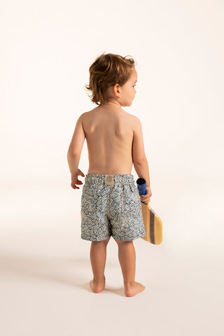 Îlot Colombia, Pantaloneta kids azul estampado, Verano, Playa, Ropa para niños