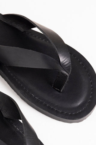 Îlot Colombia, Sandalias en cuero tres puntadas negras, Verano, Playa, Accesorios para hombre