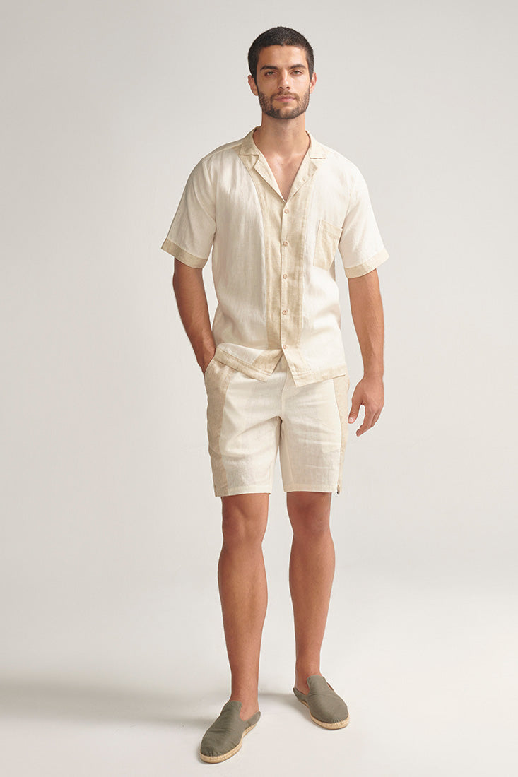 Camisa Blanca Bermuda Caqui Hombre Shorts Y Camisa Para Hombre