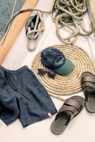 Shorts Costa azul para hombre — Îlot, Ropa de playa, Verano, Para toda ocasión, Gorra, Sandalias, Gafas