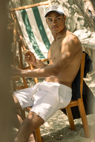 Shorts Costa blanco para hombre — Îlot, Ropa de playa, Verano, Para toda ocasión, Gorra