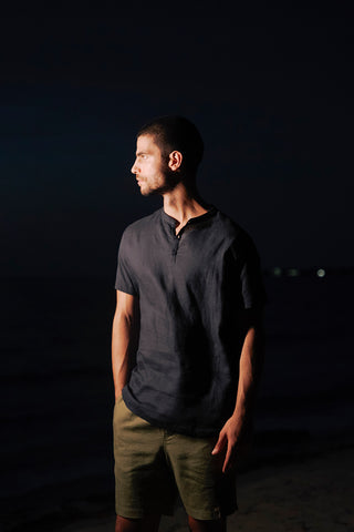 Îlot, Camiseta, SH38A41, Lino, Camisetas