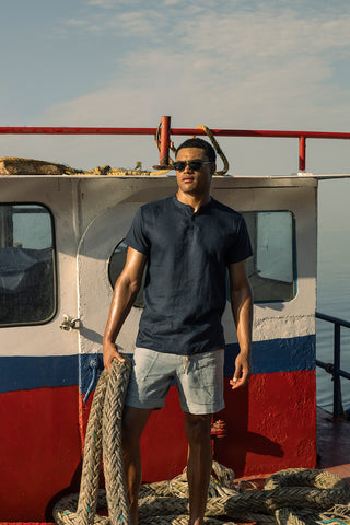 Camiseta Cuba azul y Shorts azul para hombre — Îlot, Ropa de paya, Verano, Para toda ocasión, Gafas